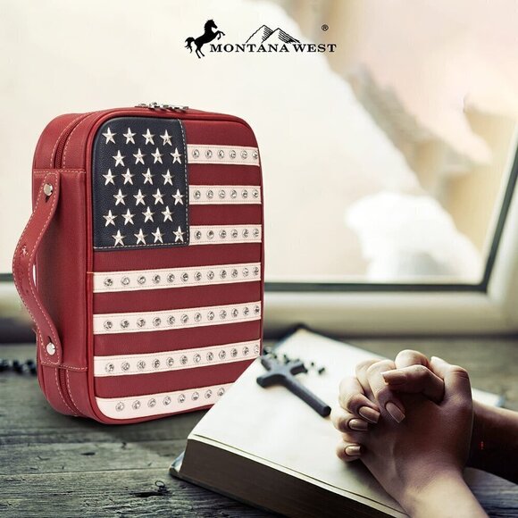 Red Montana West American Patriotic Patriot Collection Bible Cover - Picture 2 of 5